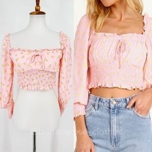 FAITHFULL THE BRAND Ella Shirred Crop Top in Luda Floral
